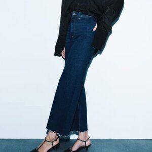 Zara ZW Marine Straight High Rise Jeans in dark blue